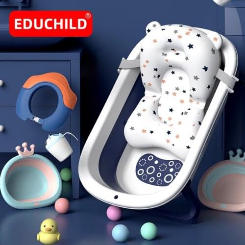 Educhild Folding Baby Bath Tub Non-slip Eco-friendly Bucket Large Bidet Kid Newborn TPE Thick Bathtub Supplies Shower Tub