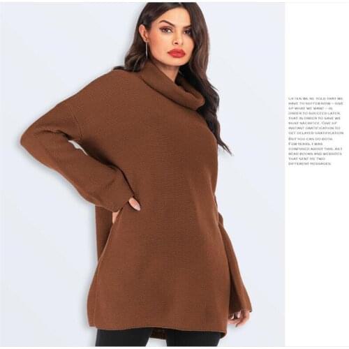 Babbytoro Women Sweater Autumn Winter Long Tunic Dress Knited Turtleneck Pullover Oversize Sweaters Pull Homme Black Blue Brown
