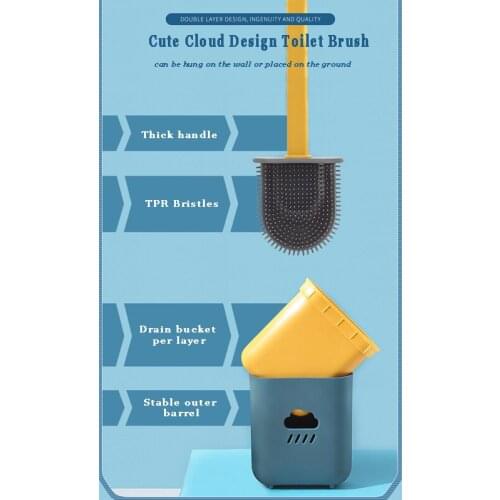 Bathroom Toilet Cleaning Tools Silicone Toilet Brush with Holder Simple Cloud Design Household Cleaning Brush Set Cleaning Tools