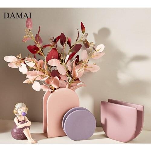 Modern Simple Flower Vase Ceramic Vases Decoration Plant Pots Decorative Living Room Accessories Desk Ornaments Home Decor