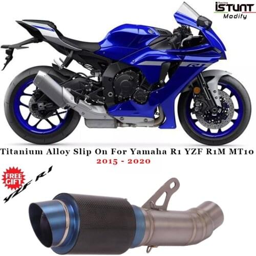 Motorcycle Exhaust GP Escape Modified Titanium Alloy Middle Link Pipe Carbon Fiber Muffler For Yamaha r1 YZF R1M MT10 2015-2020