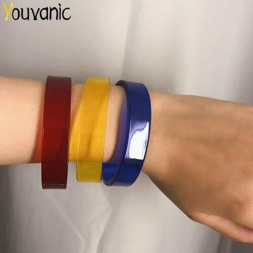 Youvanic Fashion Transparent Resin Acrylic Open Bracelets Bangles For Women Girls Punk Cuff Bracelet Summer Charm Jewelry 0394