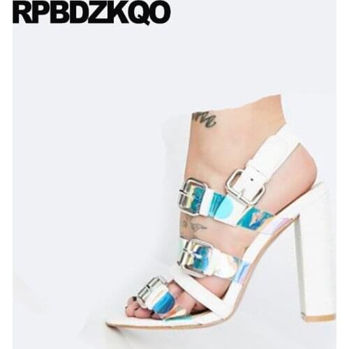 Large size thick block white pumps extreme roman gladiator slingback fetish designer sandals women luxury 2019 big chunky shoes