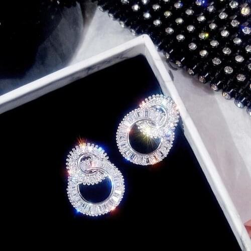 2021 new luxury Double Circle Ear Stud 925 sterling silver earings for women lady anniversary gift jewelry wholesale E5609