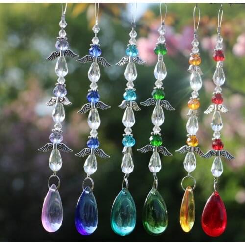1PCS 38mm Hanging Chakra Crystal Teardrop Suncatcher Prism Pendant Handmade Decoration Rainbow Maker