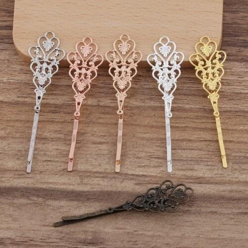 10pcs Bronze Vintage Flower Spacer Alligator Hair Clips Bobby Pins Hairpins Barrettes Accessories for Women Girls