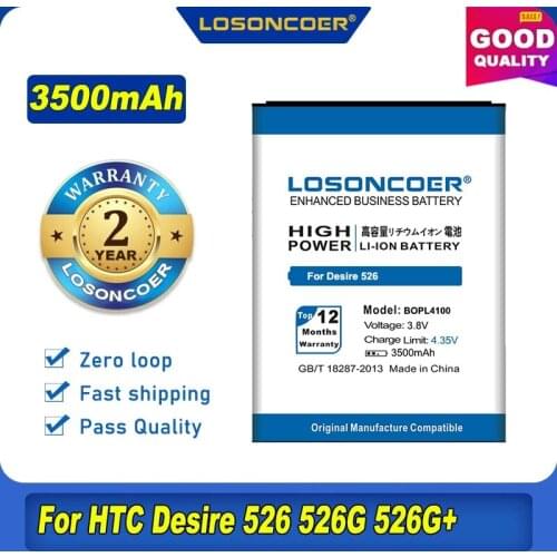 100% Original LOSONCOER 3500mAh BOPM3100 BOPL4100 Battery For HTC Desire 526 526G 526G+ Dual SIM D526h Mobil Phone