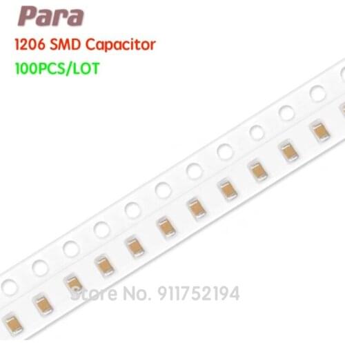 100PCS/LOT 1206 16V 10UF 106 4.7UF 22UF(226M) 47UF(476M) 100UF(107M) 1UF 475 225 100NF 0.1UF 0.47UF 10P 22P 33NF SMD capacitor