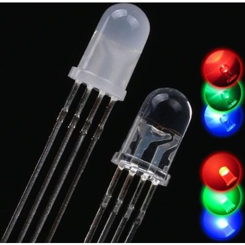 1000PCS 5mm full-color LED RGB red/green/blue 4PIN transparent highlight Colorful lights Common anode Cathode F5 Diode LED Foggy