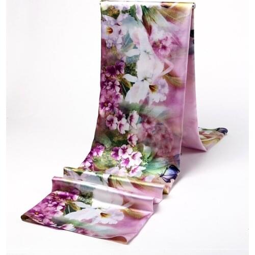 170x75cm Hot Sell mulberry silk fabric nature pure charmuse silk print fabric for dress bedding scraf HF03