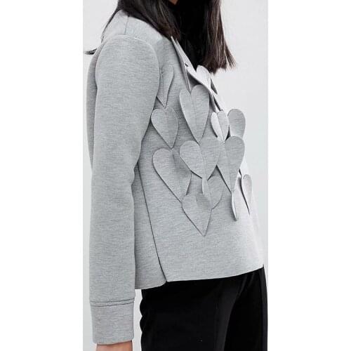 2020 Autumn Winter Women Cotton Gray Sweatshirts Female Heart Deisgn Fashion Pullover Jacket Womens Long Sleeve Tops Clothes