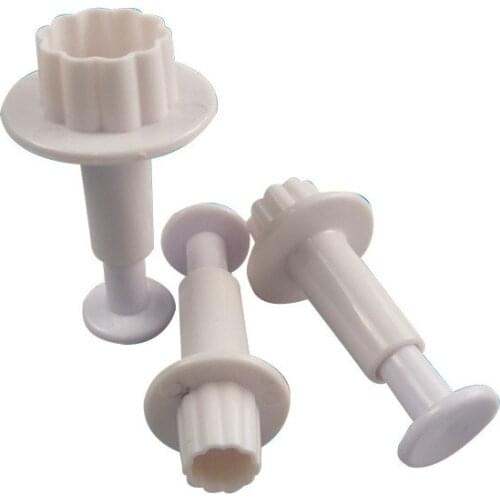 3Pcs/Set Cookie Cutter Fondant Cake Decorating Plunger Biscuit Moulds Plastic Small Flowers Cutting Mold For Cupcake Chocolate