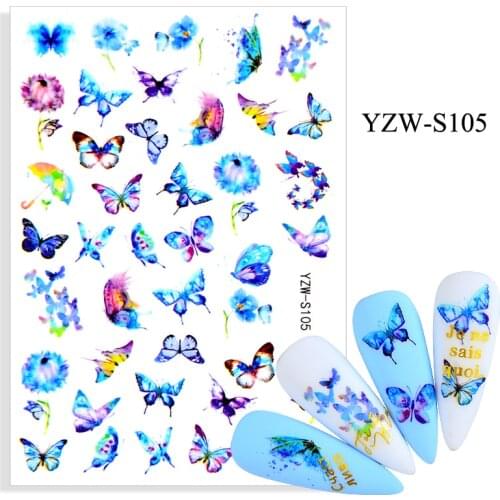 3D Stickers for Nails Self-adhesive Blue Butterfly Nail Art Decorations Dandelion Flowers Umbrella Sticker Nail Foil Accessories