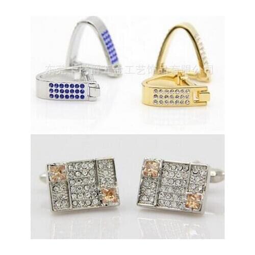 5pairs/lot Crystal Cufflinks Crystal Angle/Square Shape Cuff Links Wedding/Business Gift Mens Jewelry Wholesale