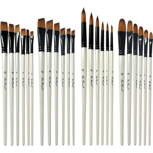 6pcs/Set DIY Watercolor Gouache Painting Pen Nylon Hair short Wooden Handle Paint Brush Set Drawing Materials Art Supplies