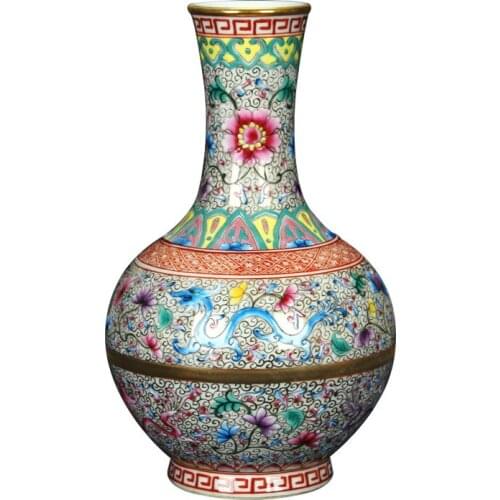 Antique Chinese Style Classic Ceramic Flower Vase Home Office Decoration Fine Porcelain Vases