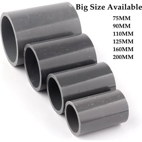 Big Size ID 63~160mm Mounting Hydroponics Pipe Straight Equal Connectors PVC Pipe Straight Connector Plastic Joint Fittings