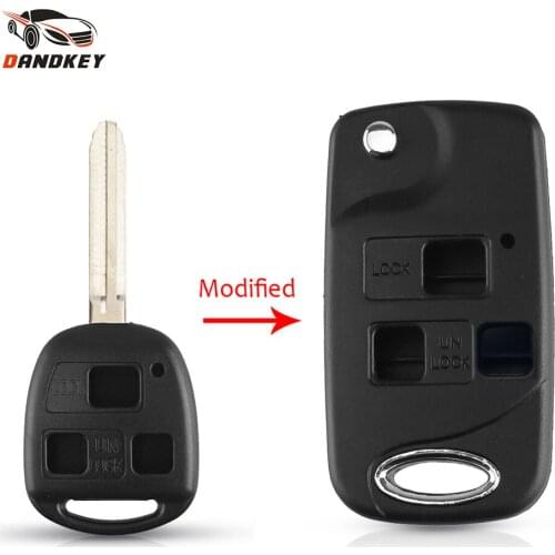 Dandkey 10X Car Key Case 3 Button TOY43 Blade Remote Flip Key Shell For Toyota Rav4 Corolla Yaris Cruiser Camry Rado Avalon Land