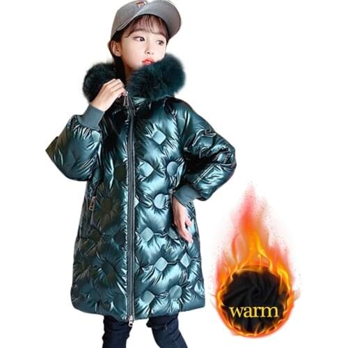 2020 Winter Jacket for Girls Plus Velvet Warm Hooded Children Outerwear Coat Kids Teenage Girls Parka Toddler Girl Winter Coat