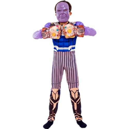 Childrens Avengers Thanos Muscle Cosplay Costume Superhero Costume Halloween Dress Children Carnival Costume