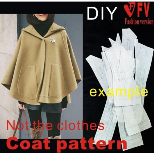 Double-sided cashmere cloak pattern ladies hooded coat making garment sewing drawings BFY-245