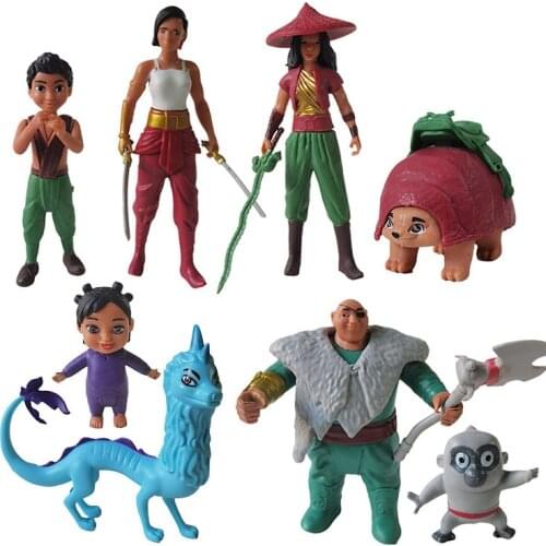 Disney Raya and The Last Dragon Figurine Anime Dolls Toys PVC Action Figure Model Toy Kids Birthday Gift 8pcs/set