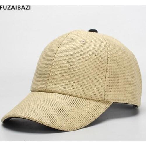 FUZAIBAZI Fashion Womens Spring Summer New Straw Baseball Cap Casual Sports Sun Protection Adjustable Size Trend Peaked Caps