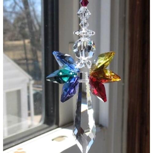 1PCS Rainbow Guardian Angel Crystal Suncatcher For Home Car Decor Hanging Crystal Glass Decoration Window Ornament ASD
