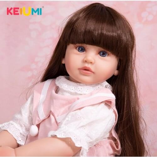 KEIUMI 24 Inch New Fashion Beautiful Baby Girl Lotus Leaf Collar Bodysuit Soft Touch Alive Reborn Baby Doll