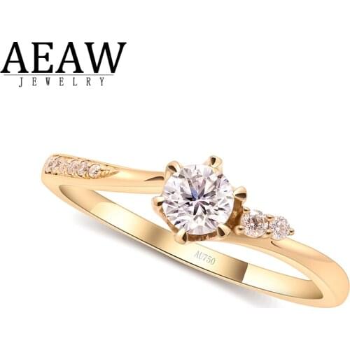 AEAW 0.3ct 4mm Round Cut EF VVS1 Moissanite 925 Silver Ring Diamond Test Passed Fashion Girlfriend Women Christmas Gift