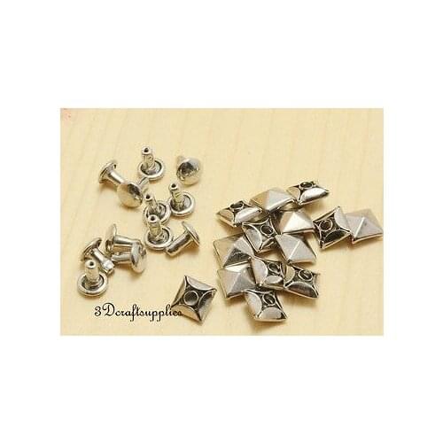 Rivets leather rivet bag clothing shoes Pyramid copper 75 sets 5 mm silver H28