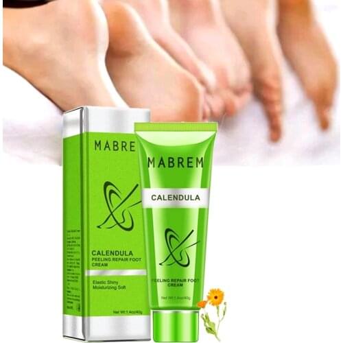 MABREM Foot Treatment Cream Whitening Anti-Cracking Moisturizing Foot Care Exfoliating Scrub Anti-Dry Calendula Olive Repair 40g