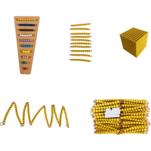 Kids Math Learning Tools Numbers 1-9/10/100/1000 Montessori Beads Materials Preschool/ Homeschool Early Educational Equipment