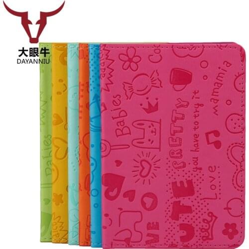 Standard size Cute Lavender family Passport Holder Women PU Leather travel Cartoon passport protector cover case 10cm x14.2 cm