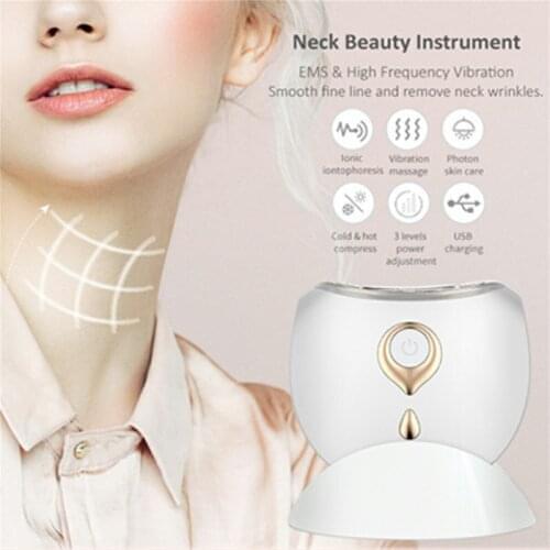 Multifunction Portable Usb Rechargeable Vibrating Hot And Cold Ems Skin Tighten Facial Massager Neck Wrinkle Remover