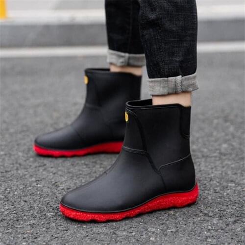 Men Rubber Shoes Waterproof Rain Boots New Male Short Ankle Boots Waterproof Rianboots Non-Slip Water Shoes Fishhing Boots