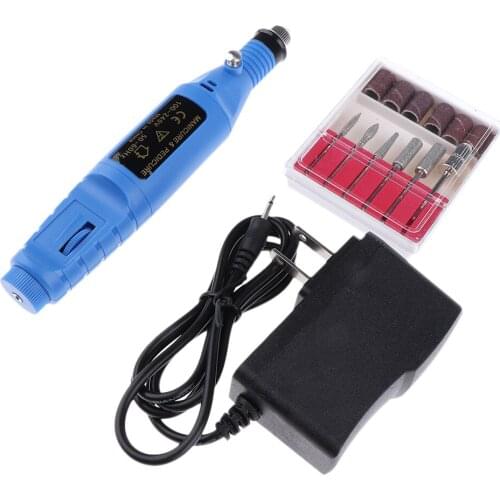 Nail Art Drill Treatments Kit Machine Electric File Buffer Bits Acrylics Manicure Pedicure Hands & Nails Repair US Plug - Blue