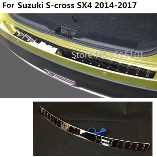 Car outside Rear Bumper trim Stainless Steel Sill trunk plate pedal 1pcs For Suzuki S-cross scross SX4 2014 2015 2016 2017