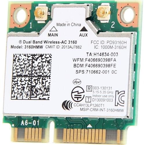 SSEA New WiFi Bluetooth 4.0 Wireless card for Intel Dual Band Wireless AC 3160 3160HMW half Mini PCIe 433M for HP 710662-001