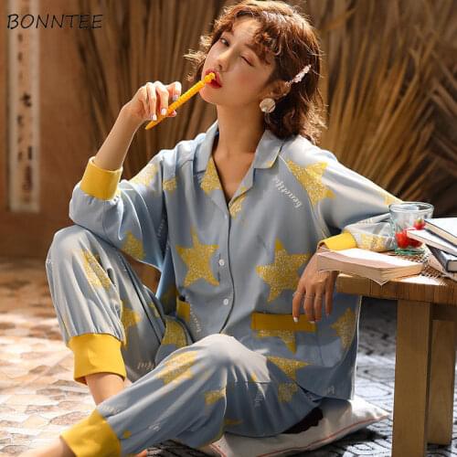 Pajama Sets Women Large Size 3XL Pregnant Ulzzang Fashion Lovely Chic Spring Fall Femme Sleepwear Casual Soft Cute Lady Homewear