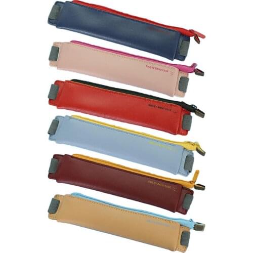 Portable Fashion PU Leather Elastic Buckle Pencil Case Pen Bag for Book Notebook Office School Supplies Stationery Accessories