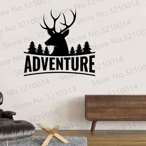 Adventure Deer Decal Quote Decor Art Vinyl Sticker Teen Baby Nursery Travel Explore Family Home Room Wallpaper PW482