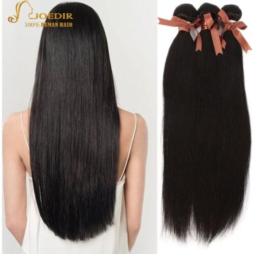 Joedir Hair Bundles With Closure Straight Hair Bundles With Closure4*4 Brazilian Hair Non-Remy Hair Extension