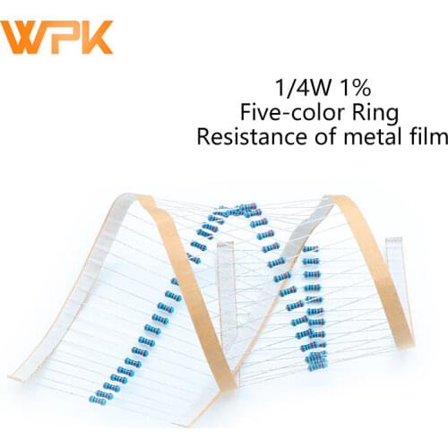 100Pcs 1/4W Metal Film Resistor 0R-22M 1% Tolerance 1R 1.8R 2.7R 3.9R 5.6R 10R 13R 22R 43R 62R 91R 10 Ohm Resistance Electronics