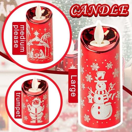 Christmas decorations creative Christmas simulation small candle wind lantern carving Santa candle holder New Year decoration
