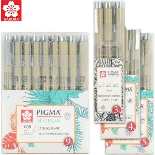 Sakura XSDK 005/01/2/3/4/5/8/1.0 Pigma Micron Fine Line Pen Set Multi-Color Needle Drawing Brush Pen Sketching Art Supplies