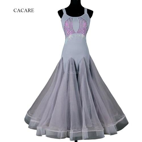 Standard Ballroom Dress Costume Dance Competition Dresses Waltz Gown Clothes Women Customize Flamenco Latin D0384 Big Sheer Hem