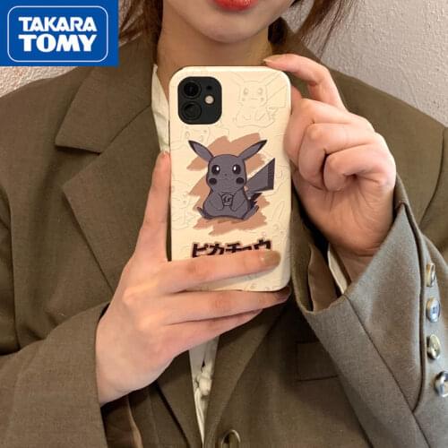 TAKARA TOMY Pokemon Pikachu Silicone Phone Case for iPhone 7/8P/X/XR/XS/XSMAX/11/12Pro/12min Phone Couple Case Cover