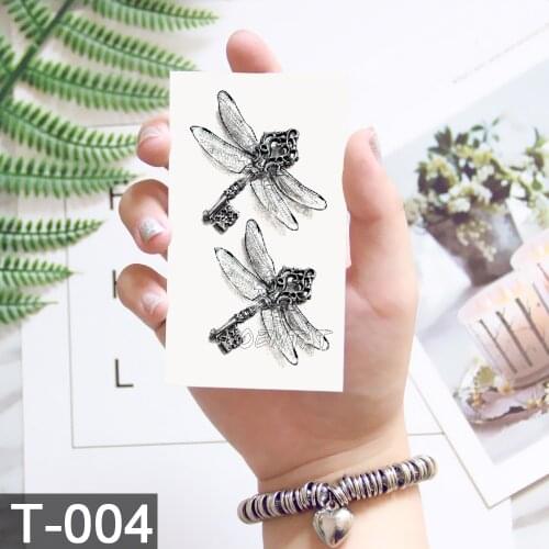 Dragonfly key pattern tattoo Temporary Tattoo Sticker Flower Tattoo with Fashion Body Art Fake Tattoo Sticker Fake Tatoo