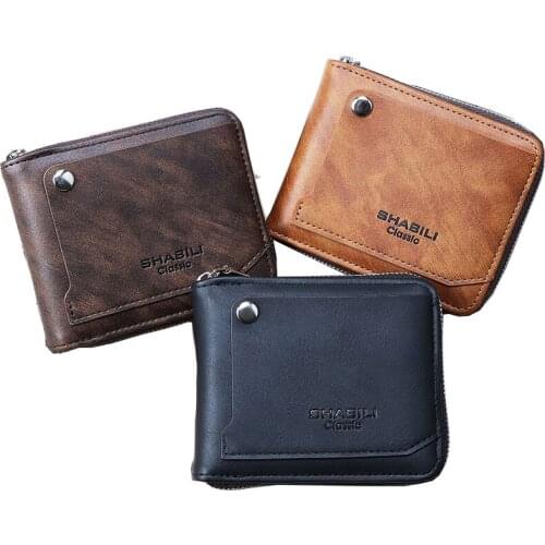 ZOVYVOL 2021 Large-Capacity Classic Retro Design Mens Short Wallet Card Bag Convenient Holder Purse Black Coffee Brown Pocket